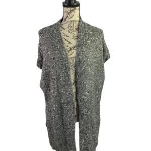 Tommy Bahama Women's Size Small Cardigan Sweater Wool Blend gray & white Pockets